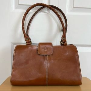 Patricia Nash Rienzo Leather Satchel Shoulder Bag Tan
